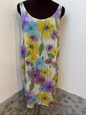Vintage Y2K Click By Color me Cotton sleeveless floral slip dress. Size L.